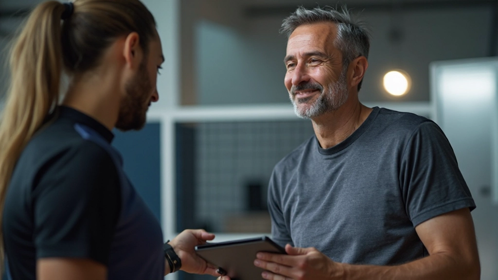 مدرب كرة طائرة يقيم أداء اللاعب باستخدام تحليل فيديو حديث