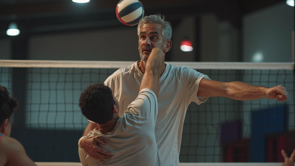 مدرب كرة طائرة يشرح تقنية الضربة الهجومية للاعبين