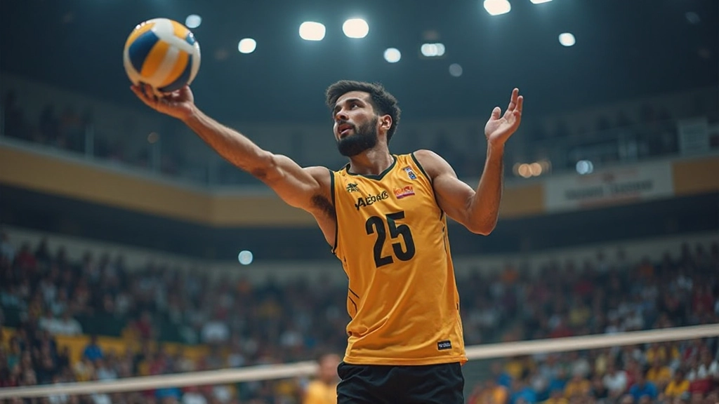 لاعب كرة طائرة يقوم بضربة هجومية قوية فوق الشبكة