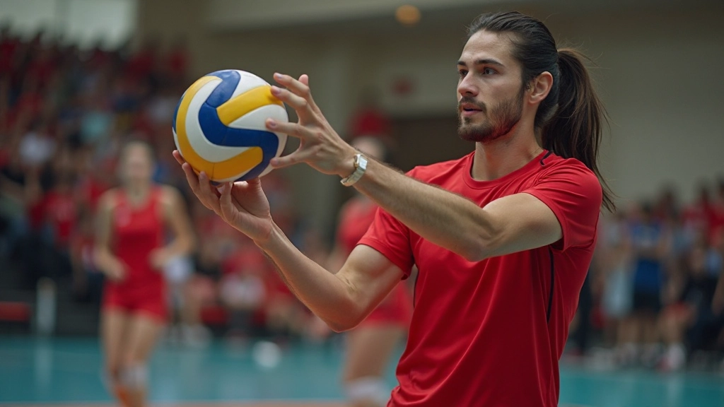 لاعب كرة طائرة يقوم بتمرير الكرة في حركة تمرير دقيقة